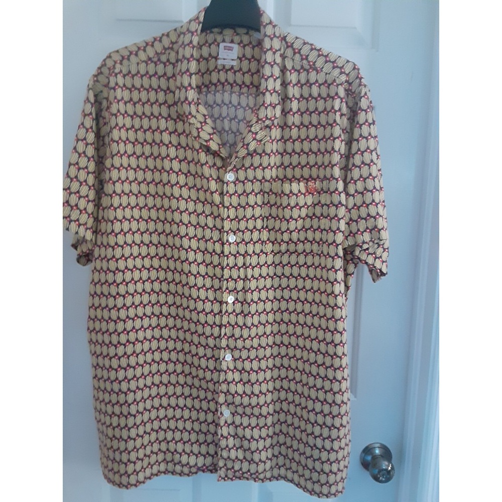 Levi's Strauss Yellow & Red  Cactus Print Button Front Sport Shirt  Size XL